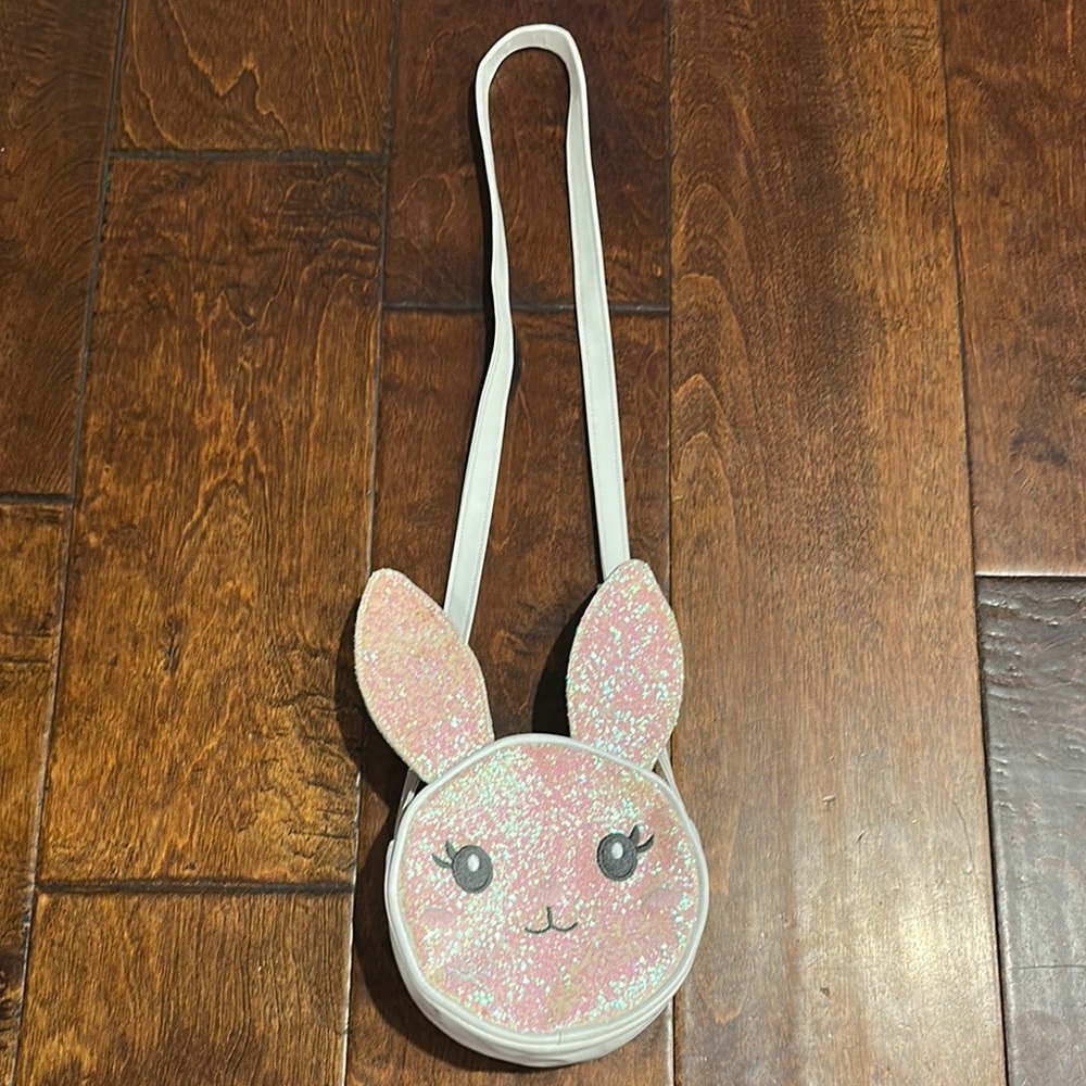 Gymboree Pink and White Glitter Bunny Bag Purse
